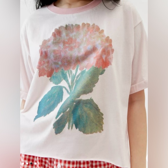 Project Social T Flowers Pink Ringer Tee Size XS - Picture 3 of 3